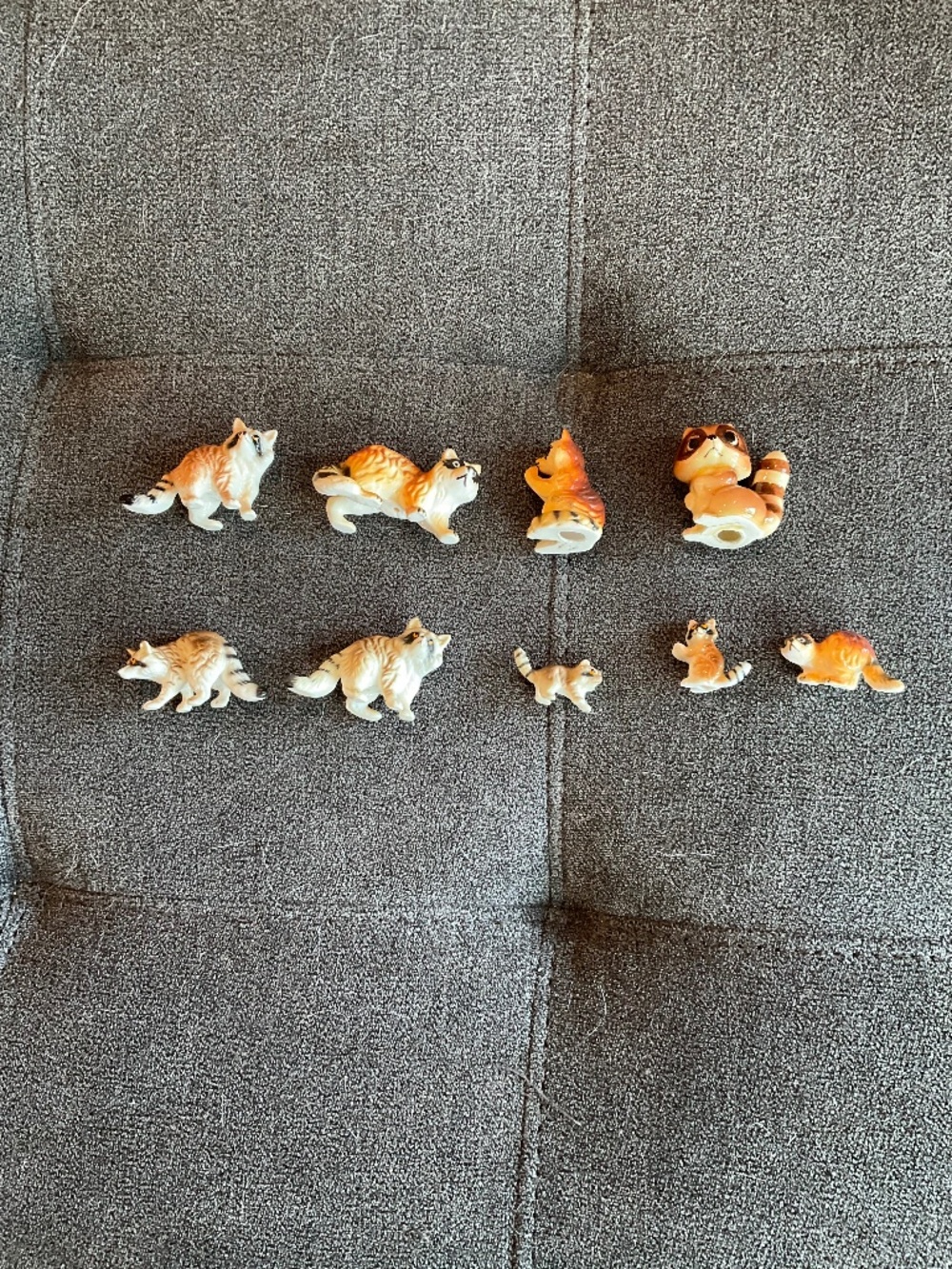 EUC Lot of 9 Vintage Miniature Ceramic/Bone China Raccoon Figurines